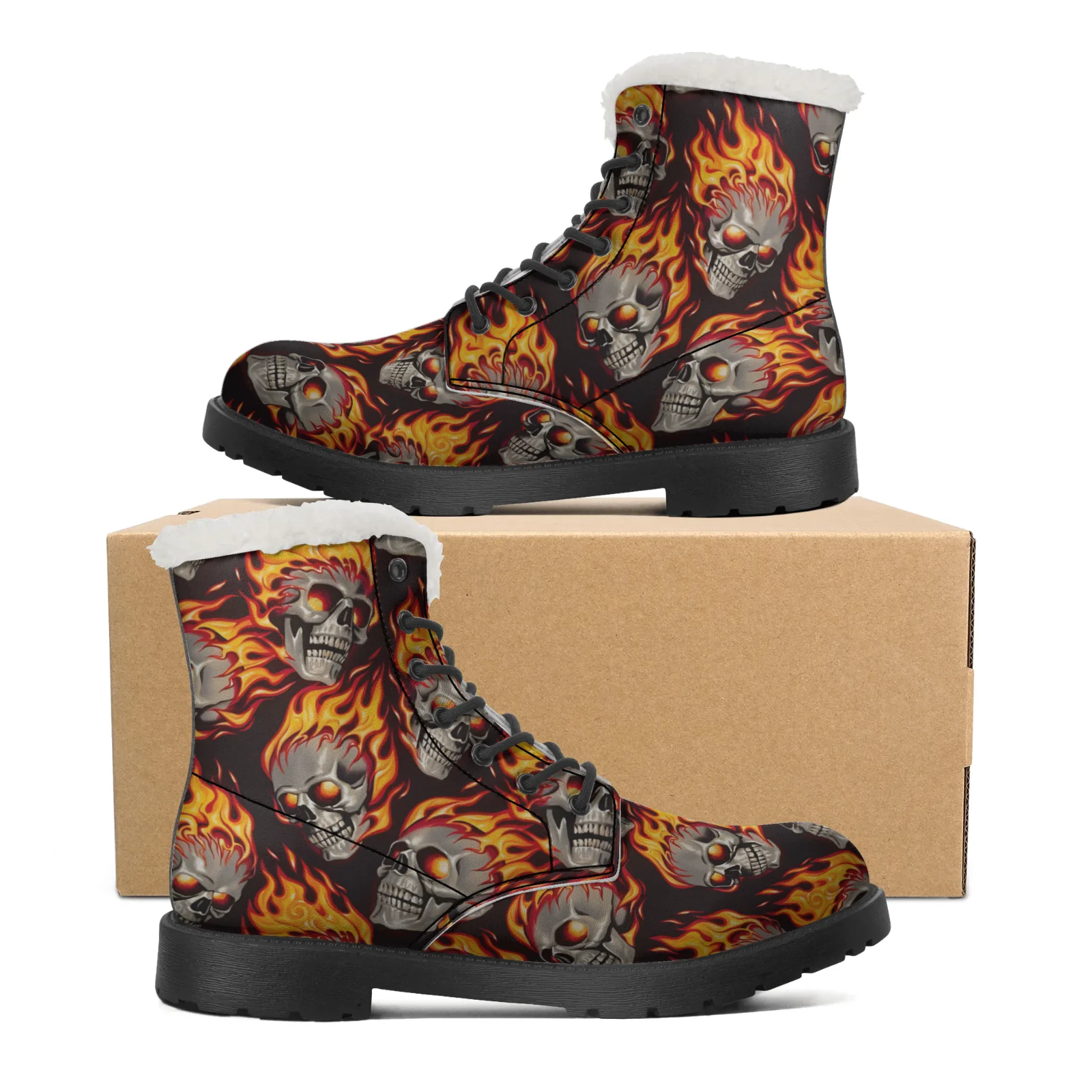 Men Shoes Eu To Us Size - Sepatu Bot Salju Pola Tengkorak Api