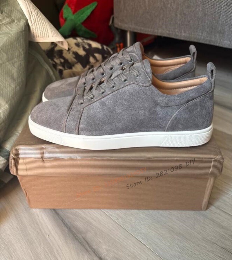 Men Shoes Dior - Sepatu Sneakers Kulit Suede Abu-abu Ringkas