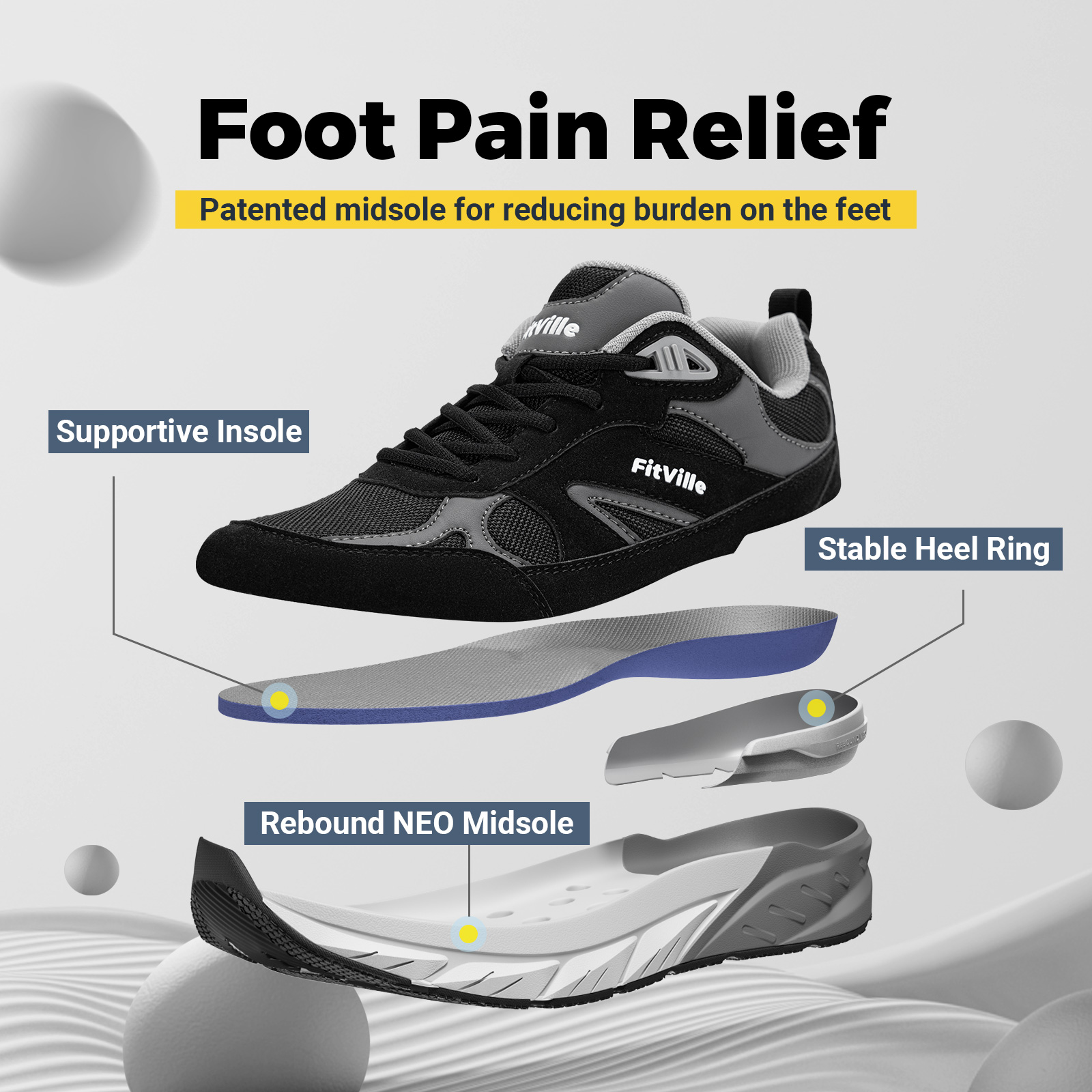 Sepatu Jalan Fitville untuk Pr - Men'S Shoes For Plantar Fasciitis ulasan dan harga